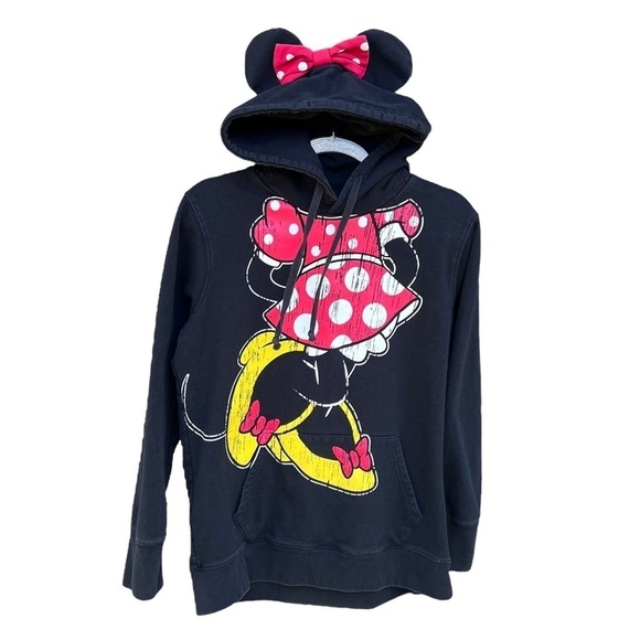 Disney Parks For The Love of Minnie Hooded Sweatshirt Women’s XL Mouse Ears Bow - Picture 1 of 13